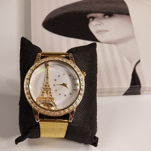 Women's Rhinstone Gold Watch with Paris Effiel Tower New